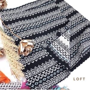 Loft Black White Multicolored Wrap Skirt Sz 8
